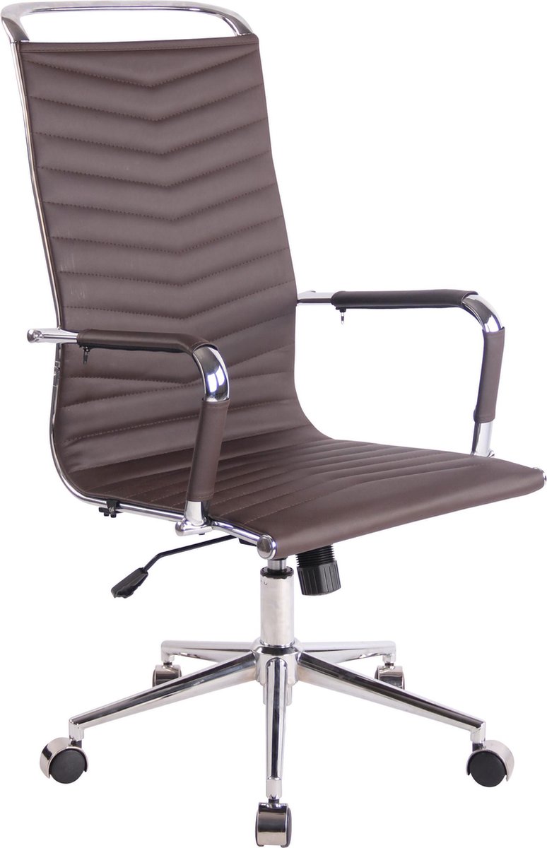 Bureaustoel - Bureaustoelen voor volwassenen - Hoge rugleuning - In hoogte verstelbaar - Kunstleer - Donkerbruin - 57x65x120 cm