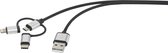 Renkforce USB-kabel USB 2.0 USB-A stekker, USB-C stekker, USB-micro-B stekker, Apple Lightning stekker 1.50 m Donkergri