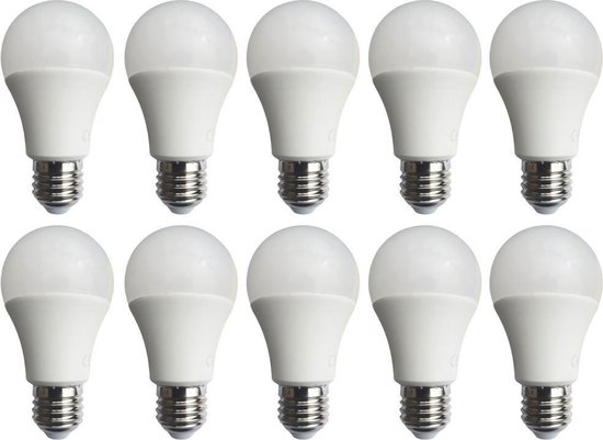 A60 gloeilamp 10 stuks | E27 LED lamp 9W=70-75W | daglichtwit 6400K