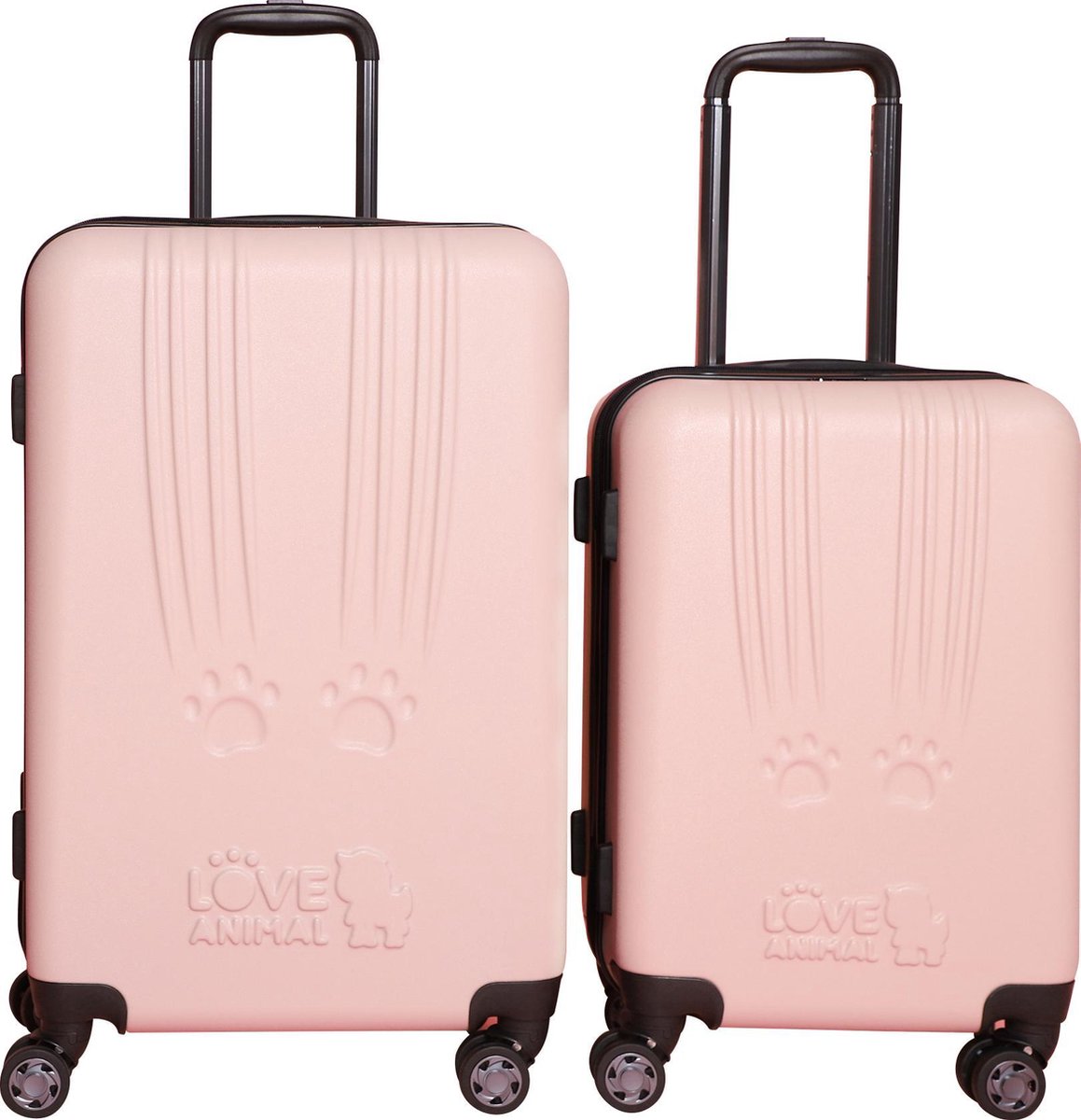 verlichten Gooi Overtekenen Princess Traveller Toby Black Cat scratch kofferset 66 cm - Roze | bol.com