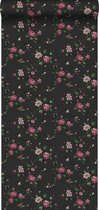 Origin Wallcoverings behangpapier bloemetjes zwart en roze - 326127 - 53 cm x 10,05 m