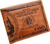 United States of America bruine portemonnee - honderd dollar biljet opdruk