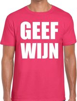 Geef Wijn t-shirt roze heren L