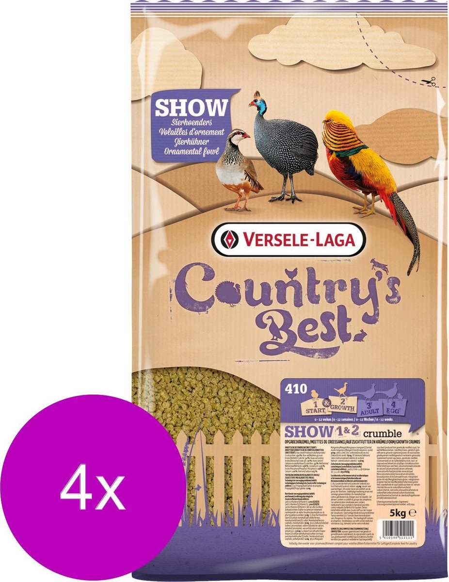 Versele-Laga Country`s Best Show 1&2 Crumble Sierhoenders - Pluimveevoer - 4 x 5 kg 012 Wk