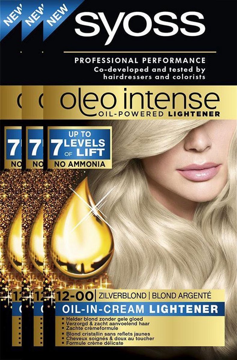 Syoss Oleo Intense 12-00 Zilverblond Haarverf - 3 x - Voordeelverpakking