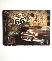 Route 66 Drive -Eat. Retro reclame wandbord, Reclamebord Amerika USA. metaal.
