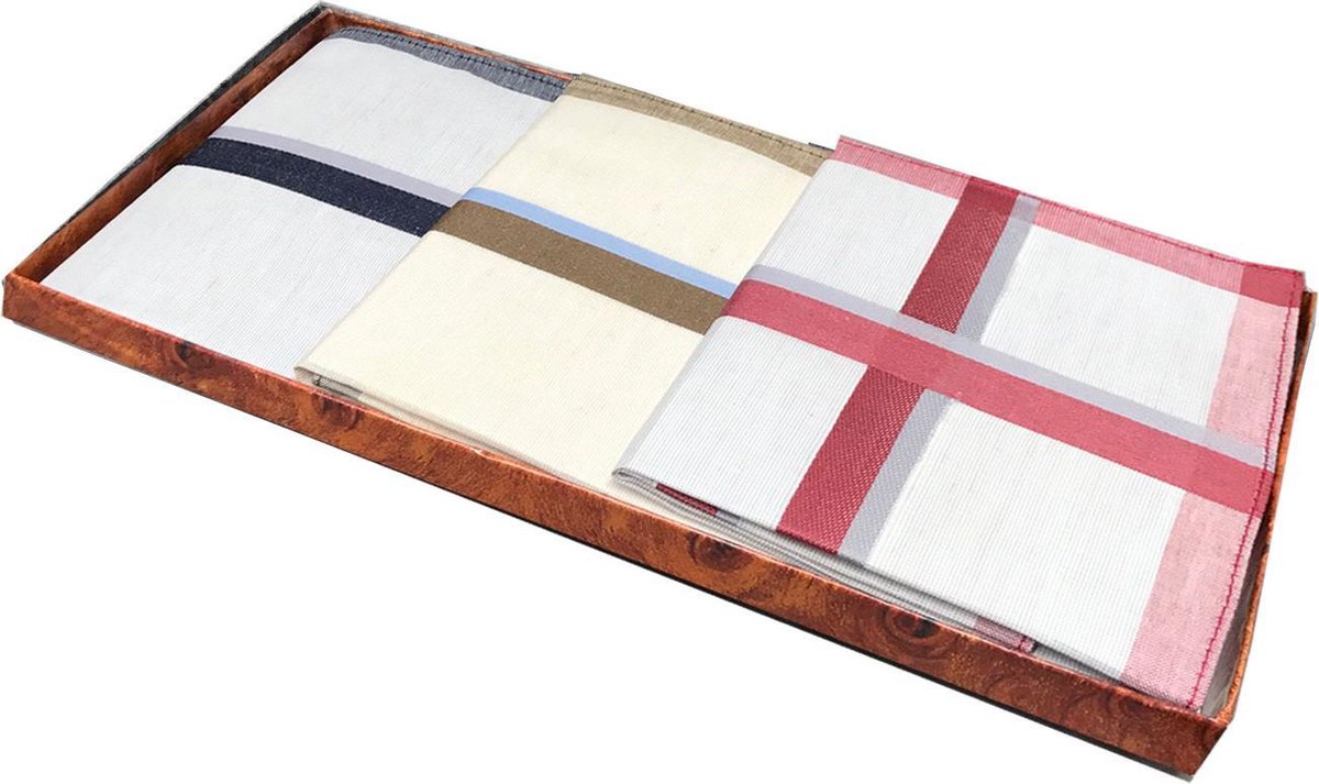 Goedkoopste Heren - Zakdoeken - 3 in luxe doos - cadeauset - zakdoek - 1