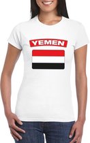 T-shirt met Jemenitische vlag wit dames XS