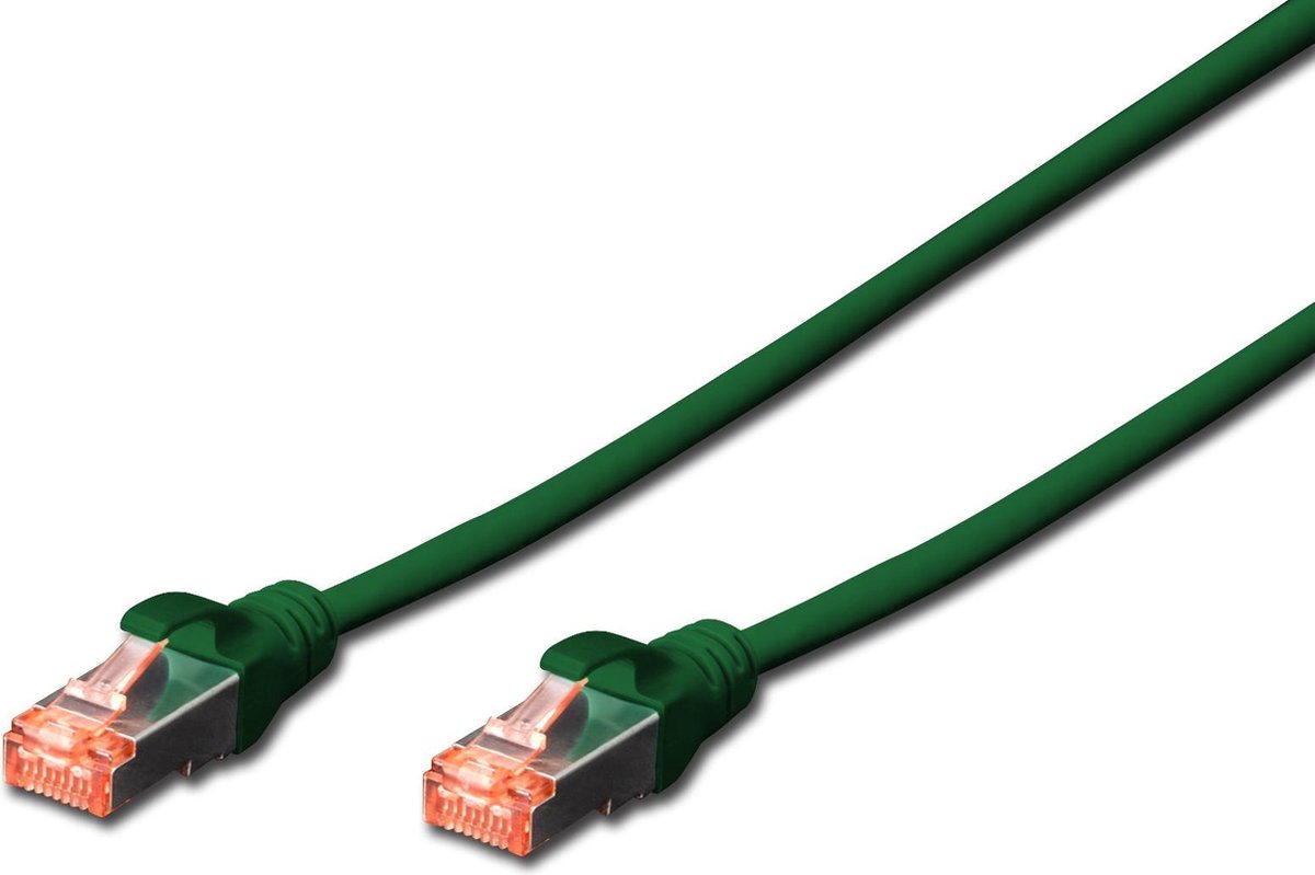 Digitus DK-1644-050/G RJ45 Netwerkkabel, patchkabel CAT 6 S/FTP 5.00 m Groen Halogeenvrij, Verdraaide paren, Snagless,