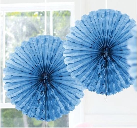 3x Decoratie waaier blauw 45 cm | bol.com