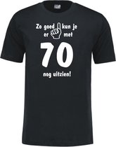 Mijncadeautje - Leeftijd T-shirt - Zo goed kun je er uitzien 70 jaar - Unisex - Zwart (maat XXL)