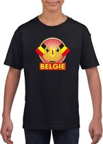Zwart Belgisch kampioen t-shirt kinderen - Belgie supporter shirt jongens en meisjes S (122-128)