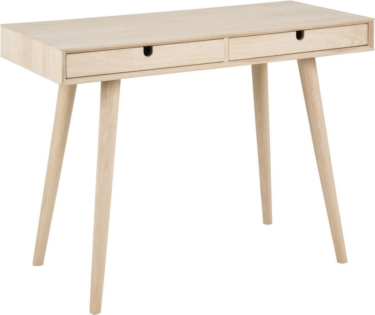 Bureau Cedro 100cm, 2 lades - witte eik - Actona - Secretaires - Wit; Bruin - Fineer; Hout - Secretaires -