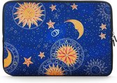 Laptop Sleeve met maan en sterren tot 15.4 inch – Blauw/Geel