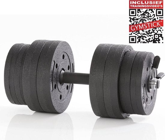 Gymstick Active Verstelbare Dumbbell Set -  Halterset - Vinyl - 15kg - Met Online Trainingsvideo's