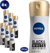 NIVEA Black & White Silky Smooth Deodorant Spray - Voor na het scheren - Geen witte of gele vlekken - 48 uur bescherming - 6 x 150 ml - Voordeelverpakking