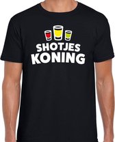 Shotjes Koning drank fun t-shirt zwart voor heren S