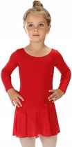 Elowel Rood  Meisjes Gymnastiek/Turnpakje met rok en lange mouwen 92-104