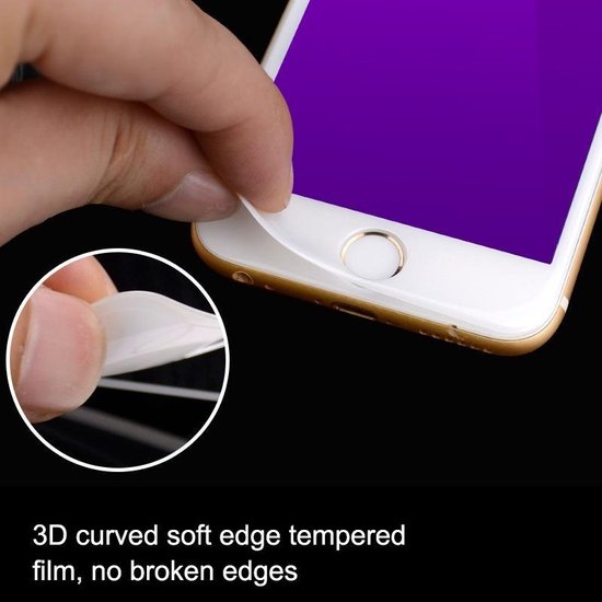 Let op type!! Ultra dunne 9 H 3D Anti Blue-ray volledige scherm Carbon Fiber getemperd glas Film voor iPhone 8 & 7 Plus (zwart) - Merkloos