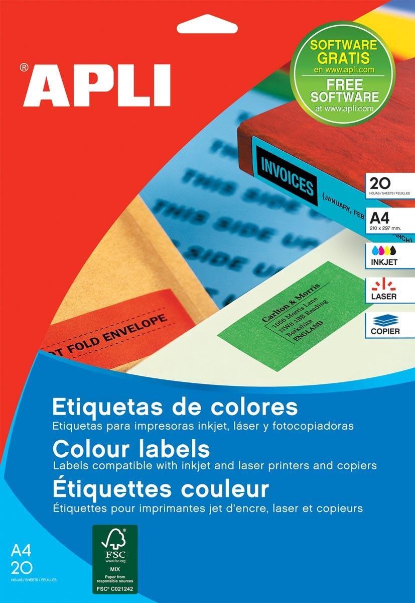 Stickers/etiketten Apli 70 x 37 mm Geel A4 20 Lakens op Prijzenvolger.com