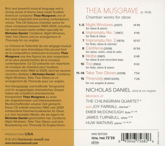 Thea Musgrave: Chamber Works for Oboe