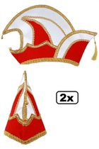 2x Luxe Prinsenmuts rood/wit maat 63