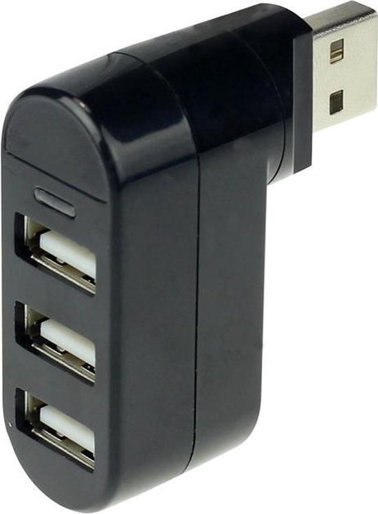 Draaibare 3 Poorts USB Hub / Switch / Splitter / Verdeler - Plug & Play -  Zwart | bol.com