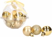 12x-delige mini kerstballen set goud - kunststof / plastic