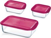 Luminarc Keep 'n Box Fresh Storage Container Glass - Set-3 - Rose foncé