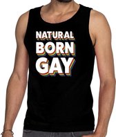 Natural born gay pride tanktop/mouwloos shirt zwart voor heren 2XL