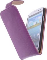 Polar Echt Lederen Samsung Galaxy S4 Flipcase Hoesje Lila - Cover Flip Case Hoes