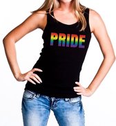 Pride regenboog gaypride tanktop -  zwart regenboog singlet voor dames - gaypride M