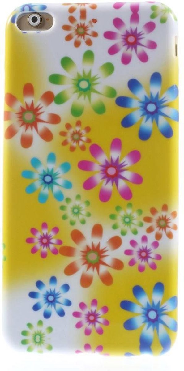 TPU Softcase iPhone 6(s) plus - Bloemen Regenboog