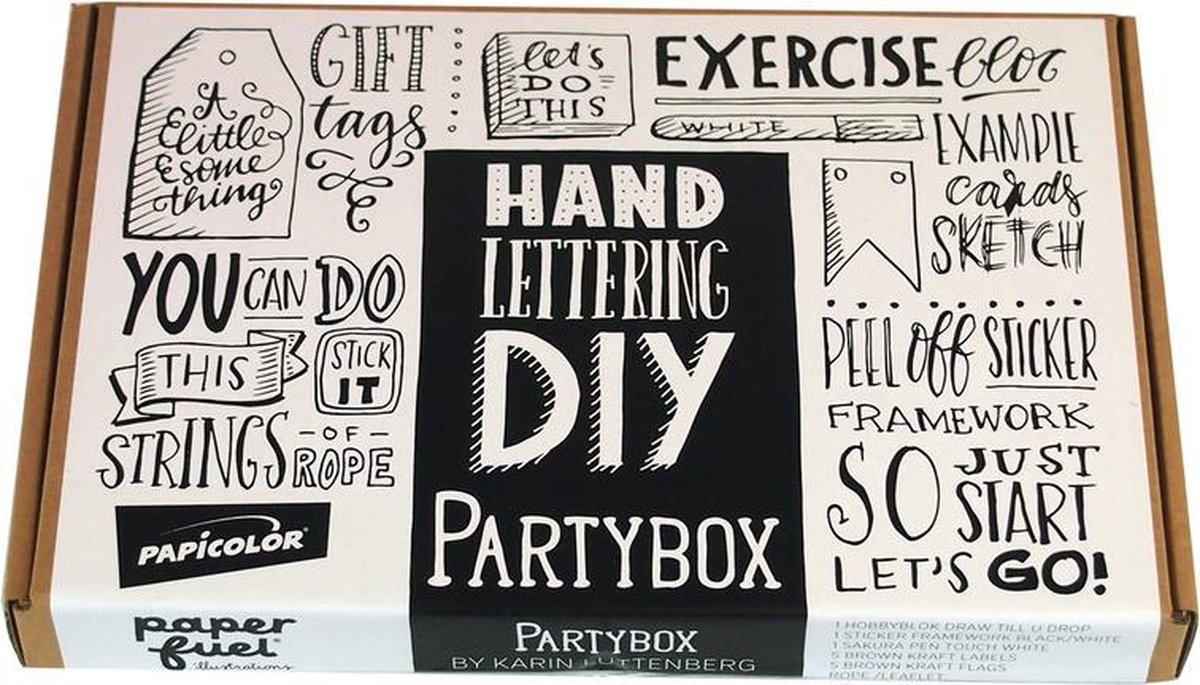 Handletterbox Paperfuel DIY ‘Make your own Cards’ + 1 x A5 Handlettering Oefenblok Kerst Editie