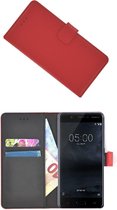 Rood Luxe Bookcase Wallet hoesje voor Nokia 5