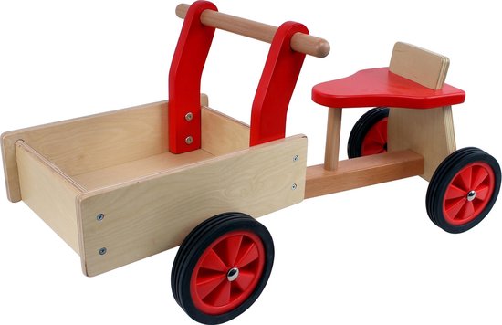 Playwood - Houten bakfiets rood met 4 wielen