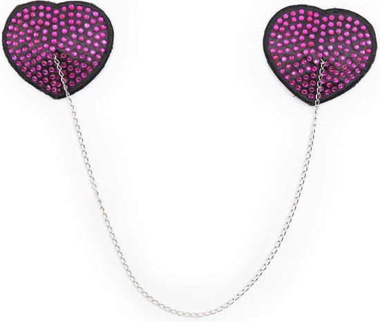 Pinch - Attached heart Black/Purple - hartvormige tepelkwastjes Zwart/Paars - tepelversiering - nipple tassels