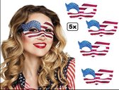 5x Oogmasker USA dames blauw/wit/rood