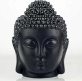 Prachtige oliebrander boeddha met dekseltje van zwart keramiek 14x10x10cm