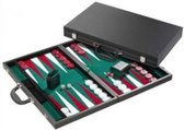Backgammon zwart Luxe groen/rood/wit 46cm.