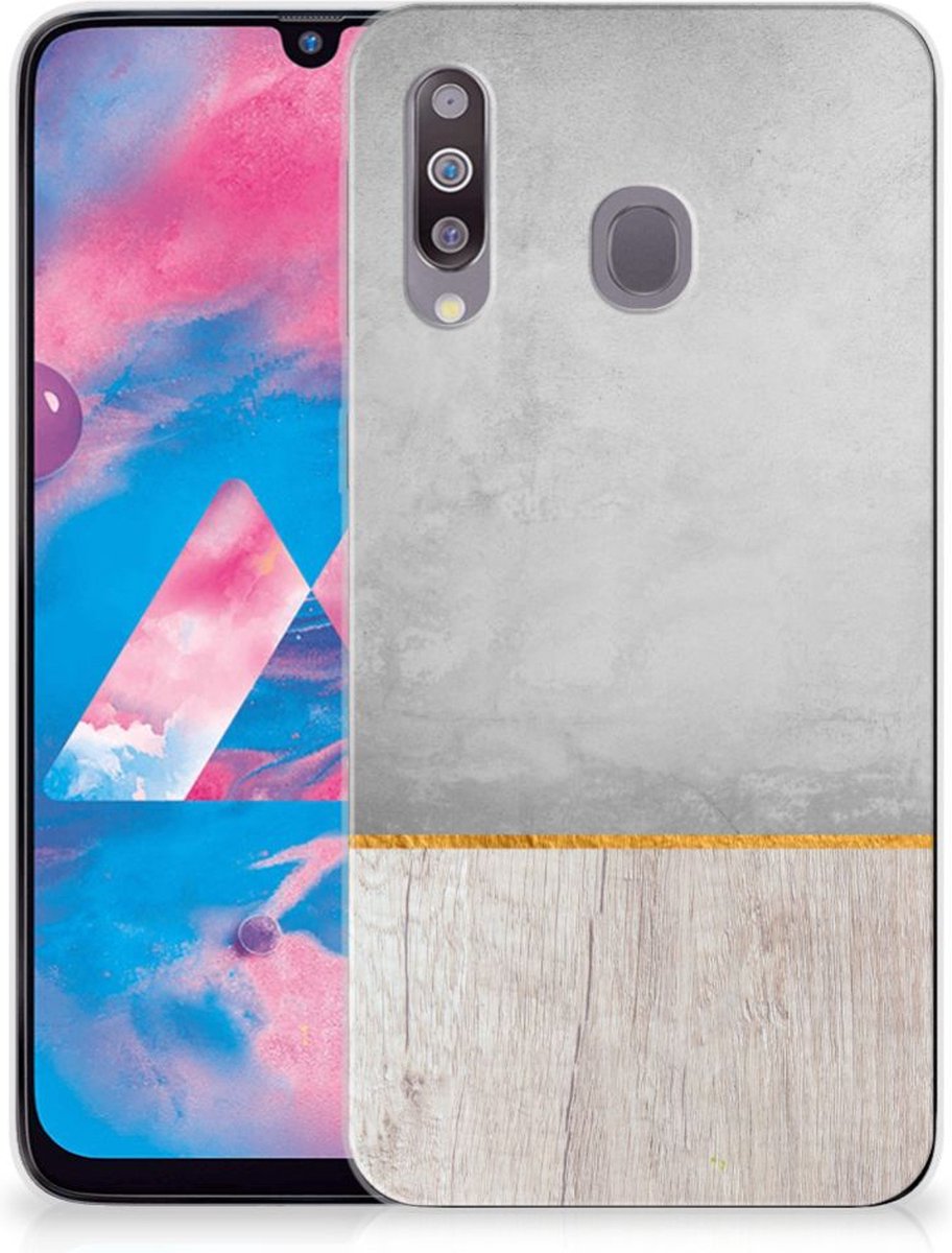 Samsung Galaxy M30 Bumper Hoesje Wood Concrete