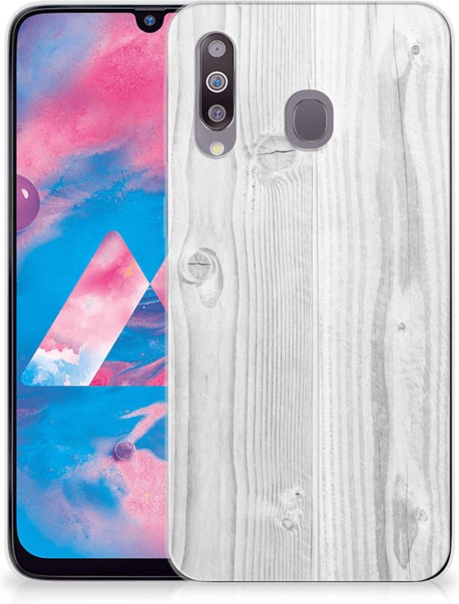 Samsung Galaxy M30 Bumper Hoesje White Wood