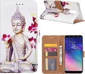 Buddha Boekmodel Hoesje Samsung Galaxy A6 Plus - Wit