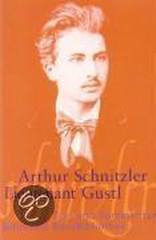 Portret van Arthur Schnitzler op de omslag van Leutnant Gustl. Hij draagt een strik.