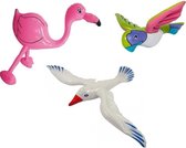 Opblaasbare flamingo meeuw en papegaai