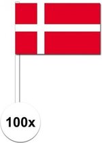 100x Deense zwaaivlaggetjes 12 x 24 cm
