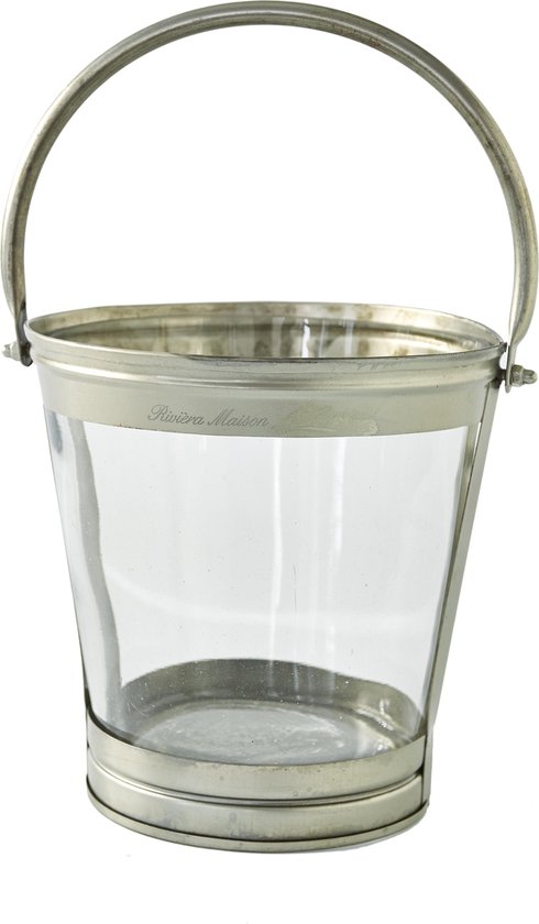 spontaan Verkleuren Kreta Koopjeshoek - Riviera Maison Glass Bucket Lantern - Windlicht - metaal -  transparant - M | bol.com
