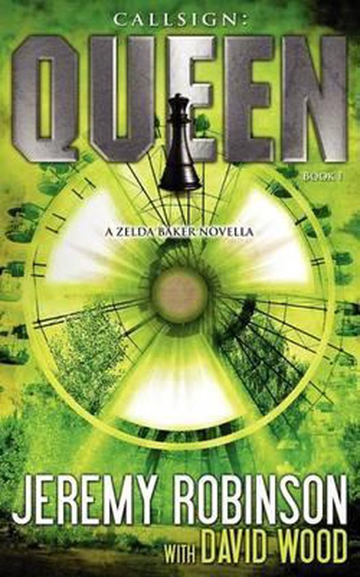 Boekomslag van "CALLSIGN: QUEEN" met een schaakstuk en een nucleair symbool.