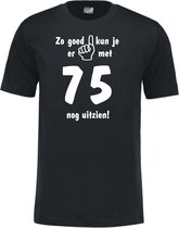Mijncadeautje - Leeftijd T-shirt - Zo goed kun je er uitzien 75 jaar - Unisex - Zwart (maat L)