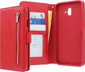 Samsung Galaxy J6 Plus 2018 hoesje - CaseBoutique - Rood - Kunstleer - Met Rits Vakje Muntvakje